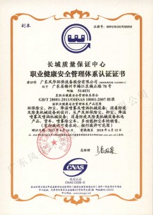  職業(yè)健康安全管理體系認(rèn)證證書1